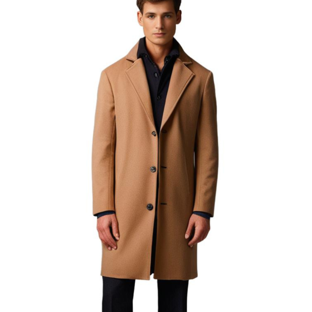 James Wool Regular Fit Coat | Collared Button Front Coat