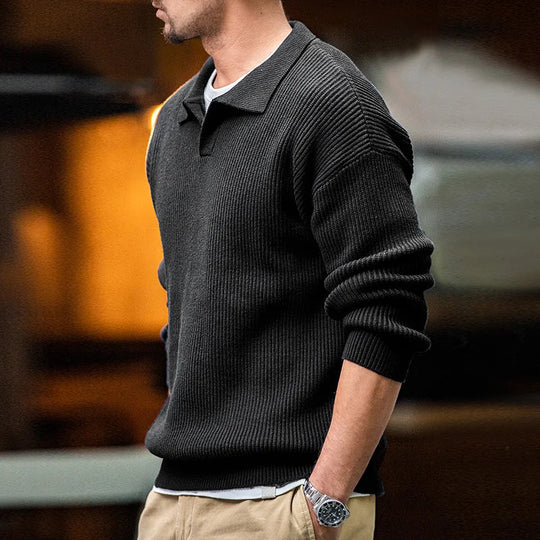 Retro Polo Shirt Cotton Blend for Men