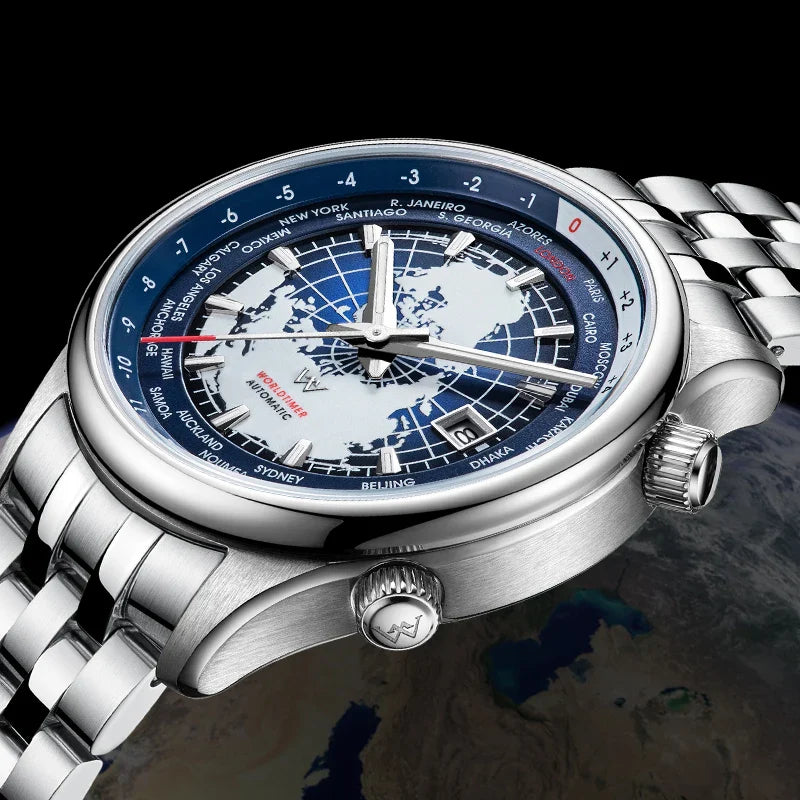 Jörg |  Montre automatique homme verre saphir monde