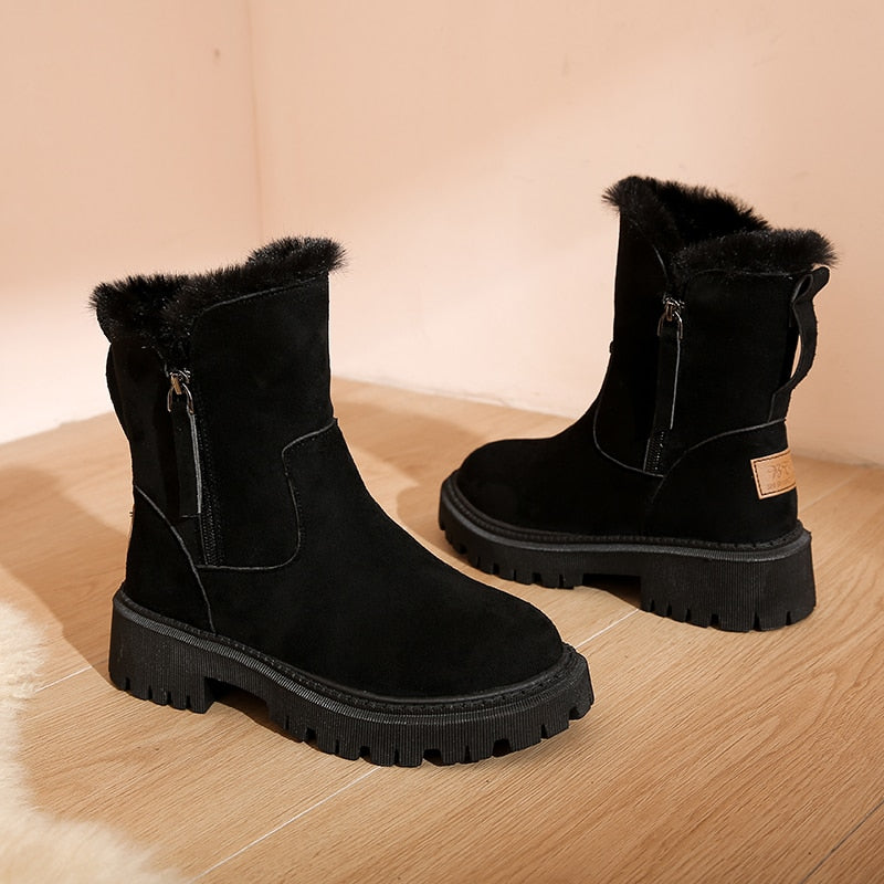 Isla Chunky Ankle Boots | Fur Trim Chunky Sole Ankle Boots