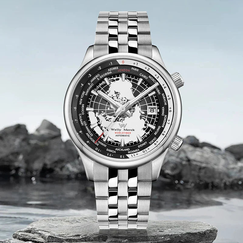 Jörg |  Montre automatique homme verre saphir monde