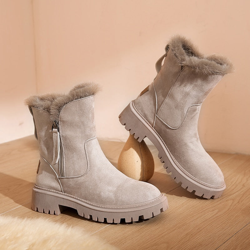 Isla Chunky Ankle Boots | Fur Trim Chunky Sole Ankle Boots
