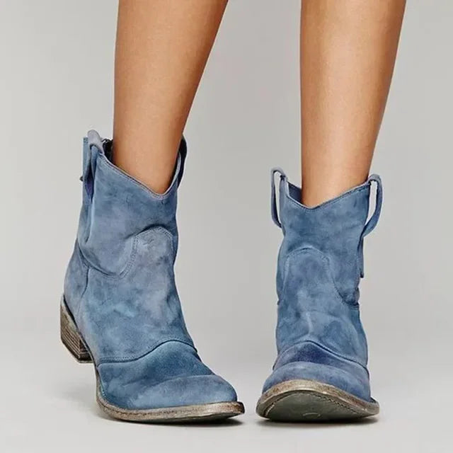 Isla Ankle-Length Cowboy Boots | Stacked Heel Cowboy Boots