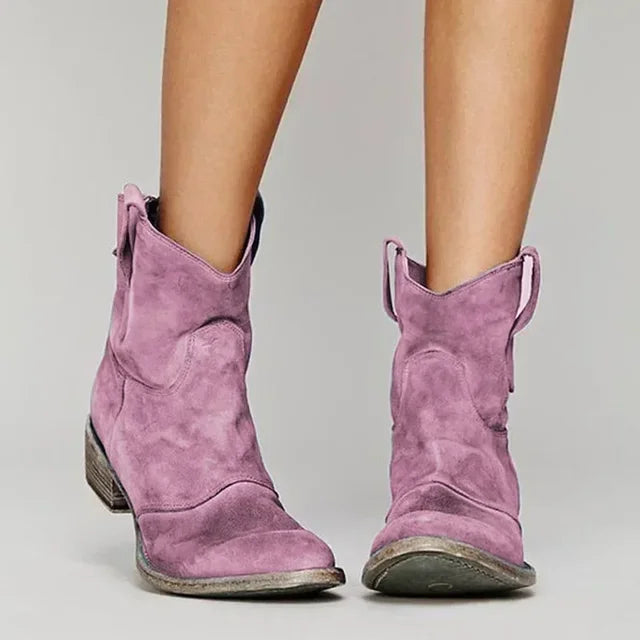 Isla Ankle-Length Cowboy Boots | Stacked Heel Cowboy Boots