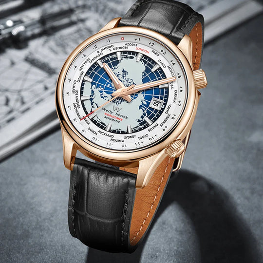 Jörg |  Montre automatique homme verre saphir monde