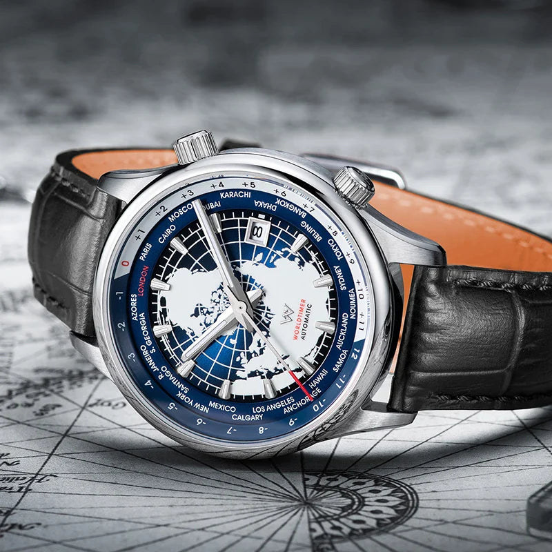 Jörg |  Montre automatique homme verre saphir monde