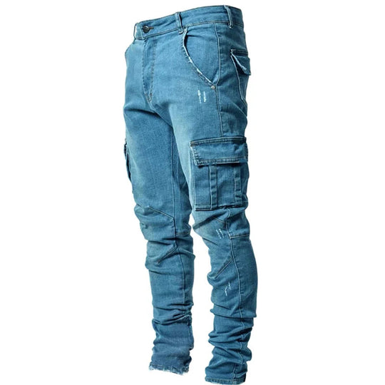 Slim Fit Jeans with Multi-Pocket Design for Men