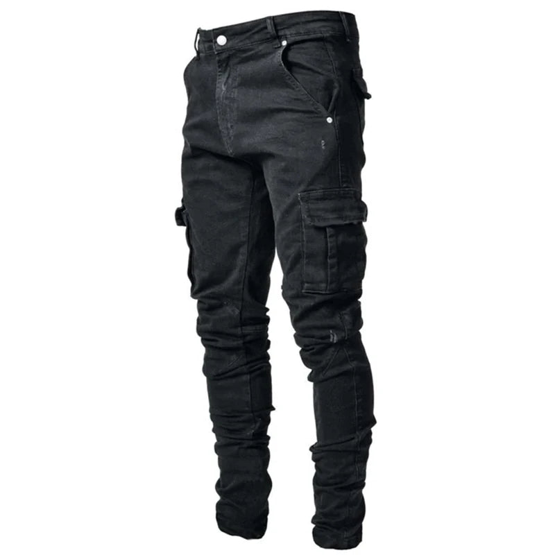 Slim Fit Jeans with Multi-Pocket Design for Men