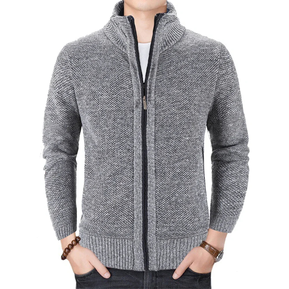 Slim Fit Men's Winter Jacket with Stand Collar for Men