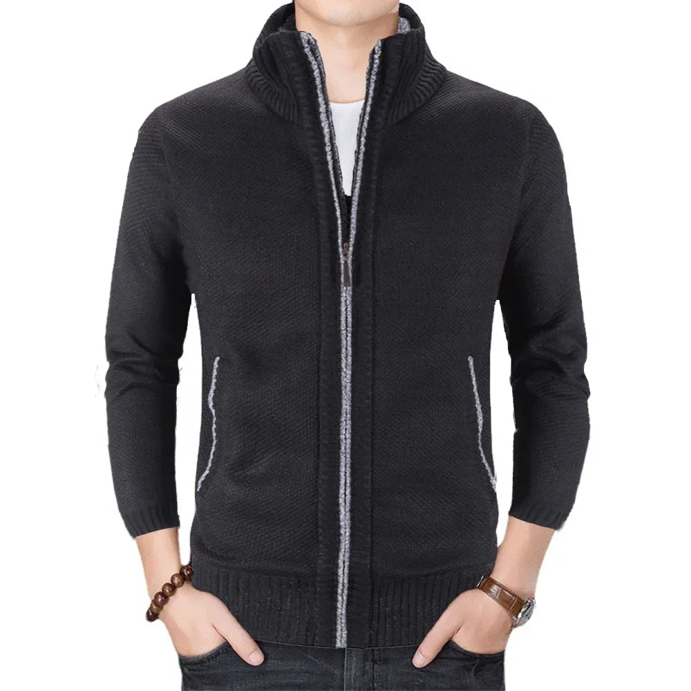 Slim Fit Men's Winter Jacket with Stand Collar for Men