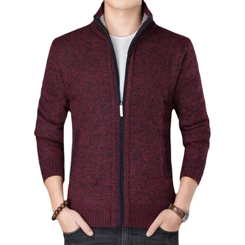 Slim Fit Men's Winter Jacket with Stand Collar for Men