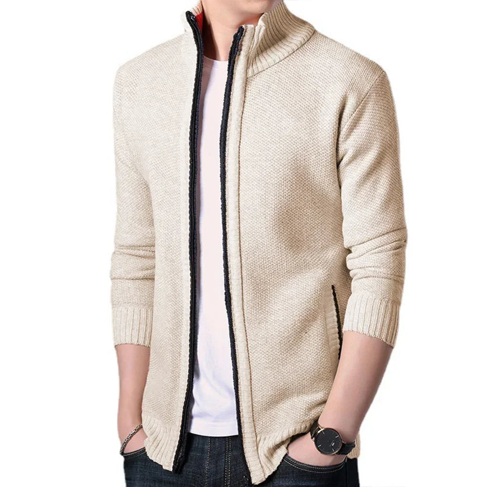 Slim Fit Men's Winter Jacket with Stand Collar for Men