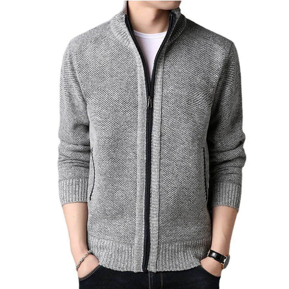 Slim Fit Men's Winter Jacket with Stand Collar for Men