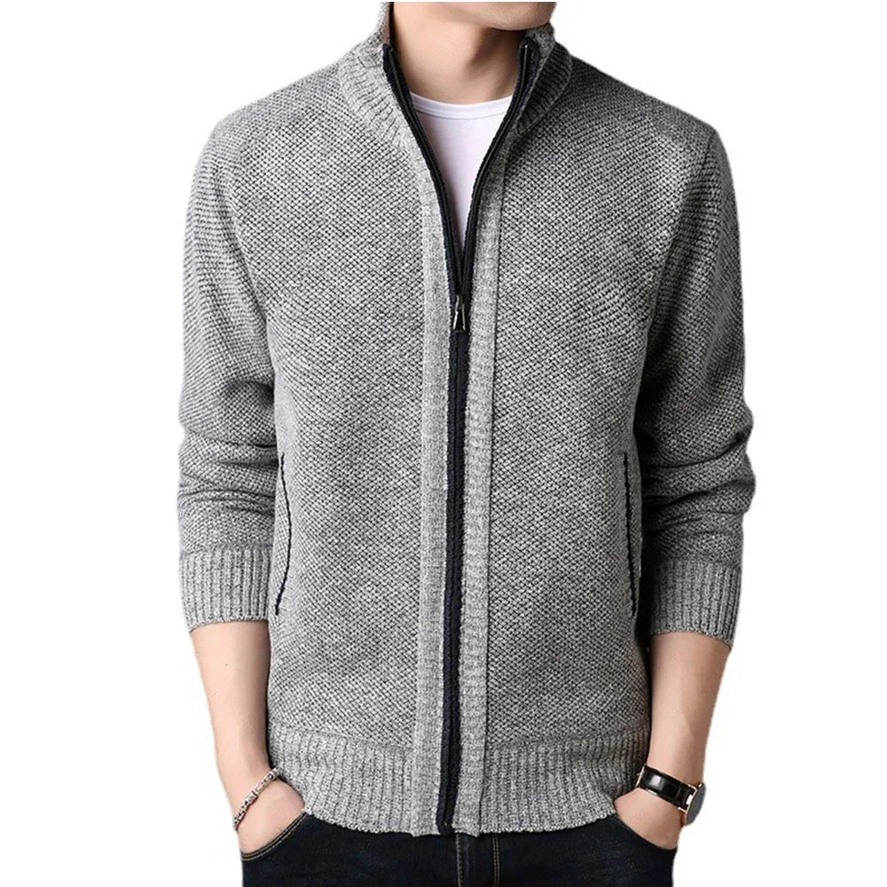 Slim Fit Men's Winter Jacket with Stand Collar for Men