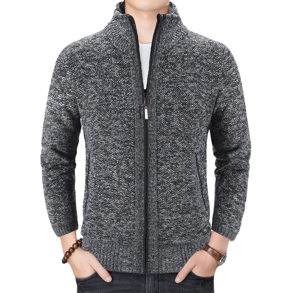 Slim Fit Men's Winter Jacket with Stand Collar for Men