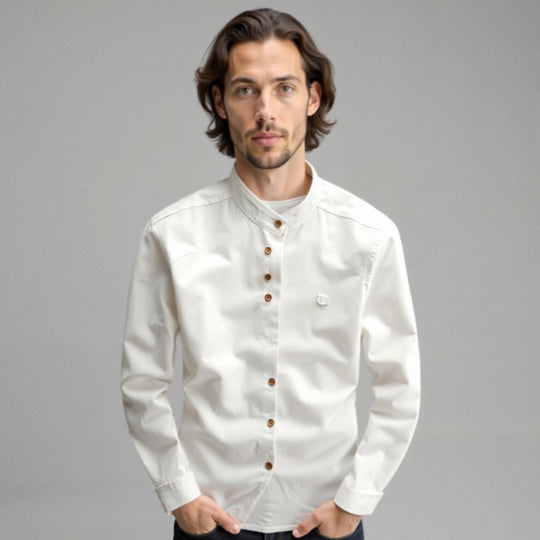 Stand-Up Collar Long Sleeve Shirt for Men