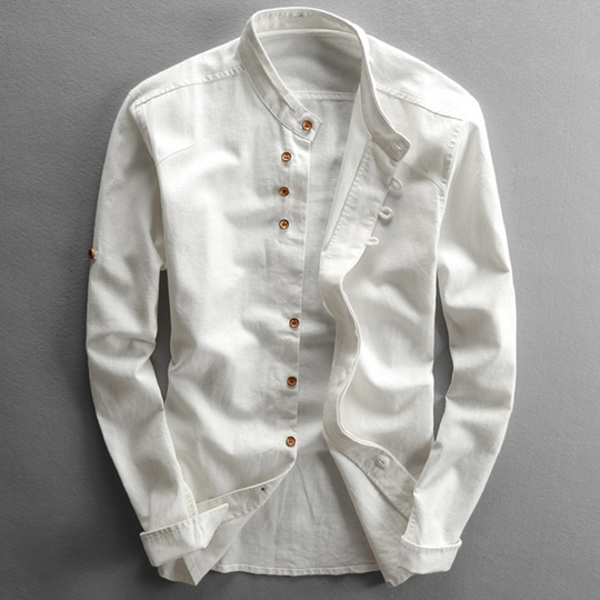 Stand-Up Collar Long Sleeve Shirt for Men