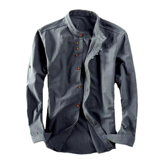 Stand-Up Collar Long Sleeve Shirt for Men