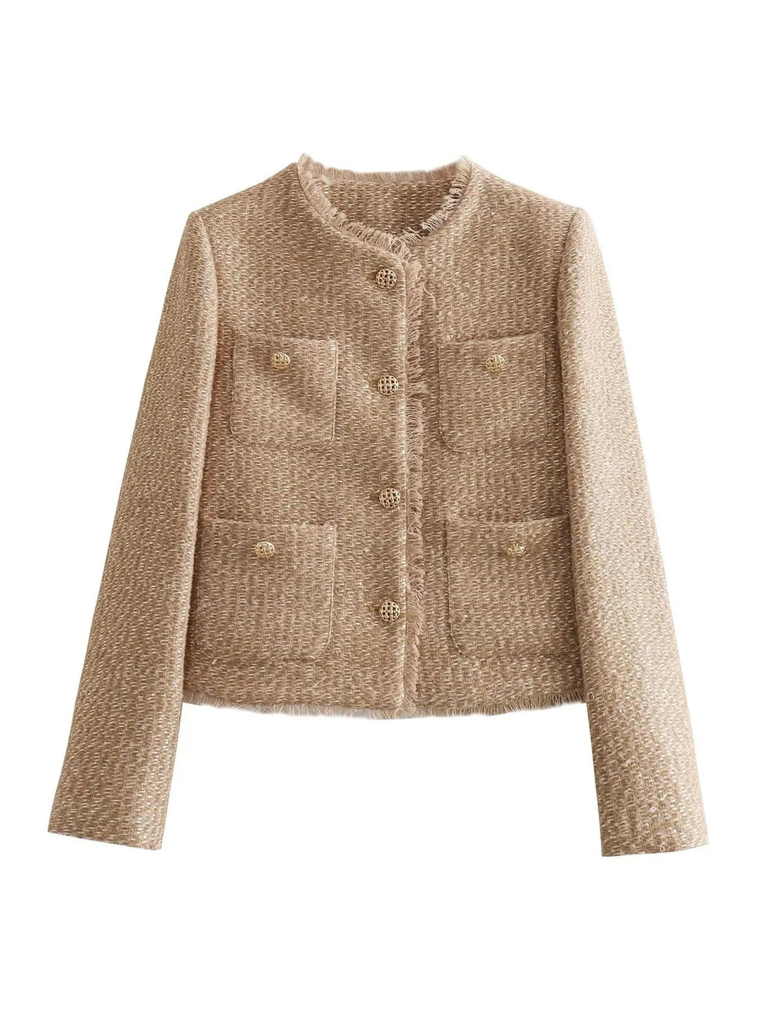 Structured Tweed Jacket with Light Insulation for Women