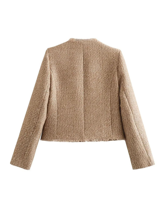 Structured Tweed Jacket with Light Insulation for Women