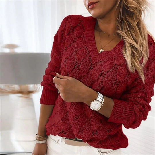 V-neck Sweater Knitted for Women