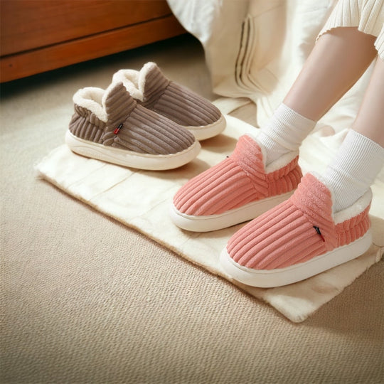 Freya Bootie Style Slippers | Ribbed Fleece Lined Slippers