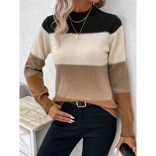 Winter Sweater with Stand-Up Collar for Women