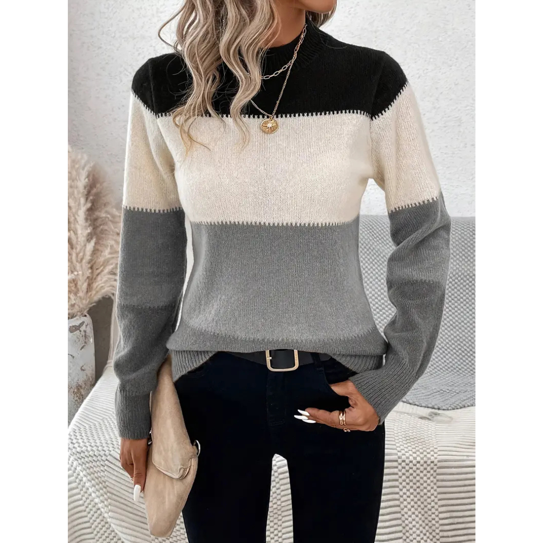 Winter Sweater with Stand-Up Collar for Women