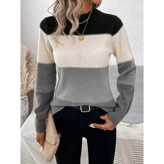 Winter Sweater with Stand-Up Collar for Women