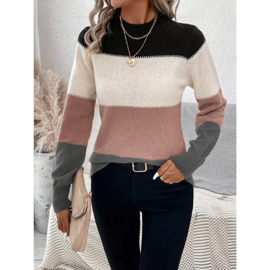 Winter Sweater with Stand-Up Collar for Women