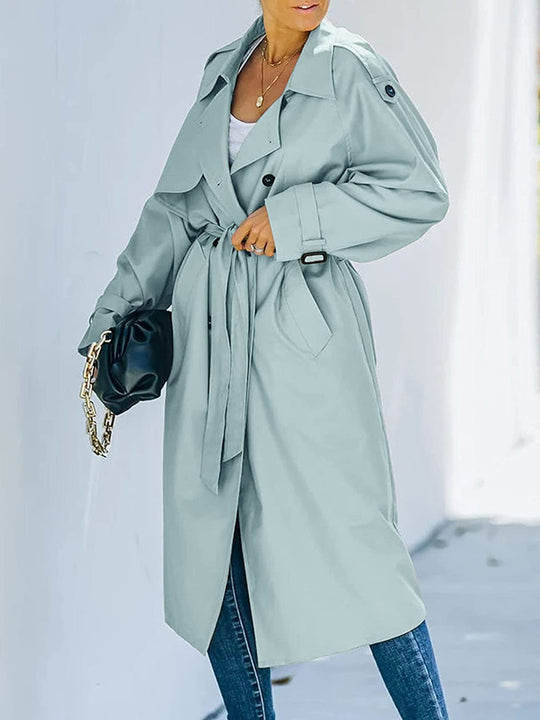 Laure | Trench Coat Long Femme à Double Boutonnage