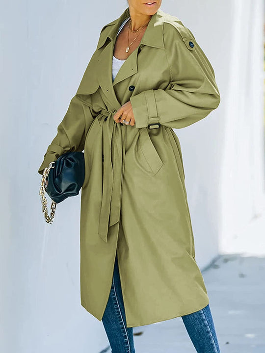 Laure | Trench Coat Long Femme à Double Boutonnage