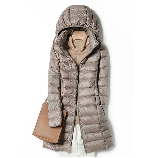 Isla Hooded Puffer Coat | Quilted Zip Front Straight Fit Coat
