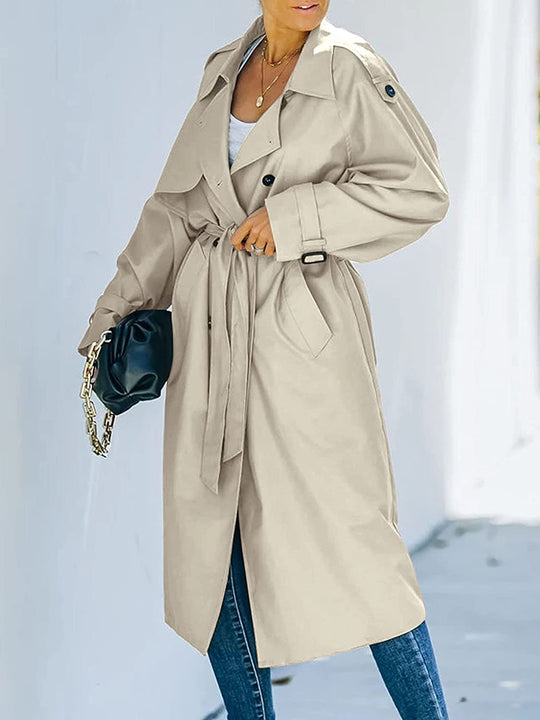 Laure | Trench Coat Long Femme à Double Boutonnage