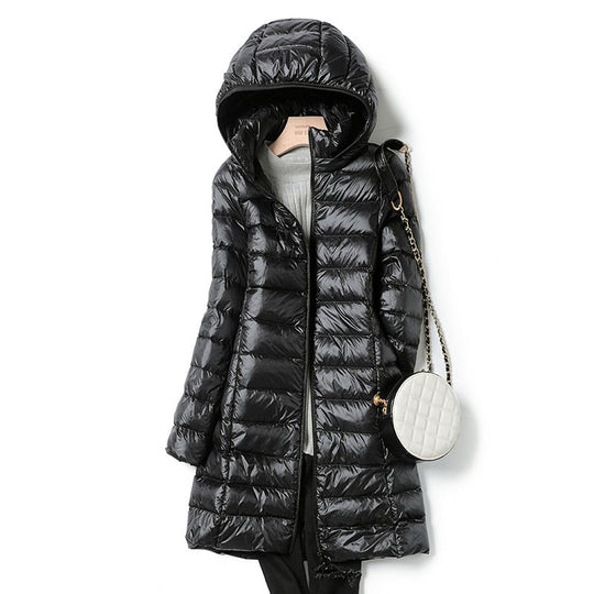 Isla Hooded Puffer Coat | Quilted Zip Front Straight Fit Coat