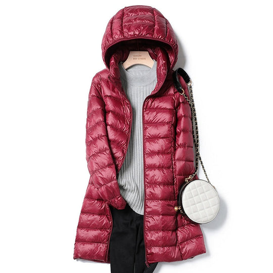 Isla Hooded Puffer Coat | Quilted Zip Front Straight Fit Coat