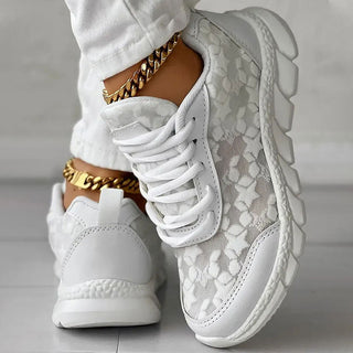 Emmy Lace Border Sneakers For Women Breathable Comfort