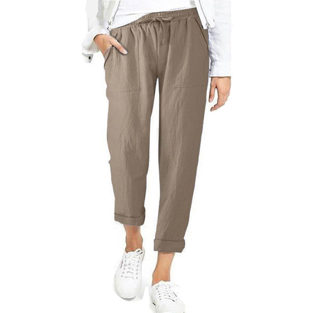 Sienna Linen Relaxed Fit Lounge Pants | Elastic Waist Drawstring Lounge Pants
