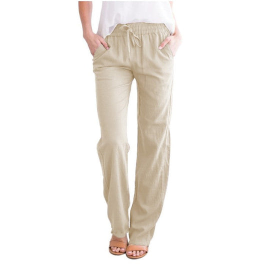 Sienna Linen Relaxed Fit Lounge Pants | Elastic Waist Drawstring Lounge Pants