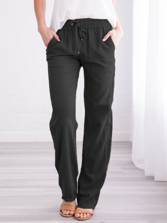 Sienna Linen Relaxed Fit Lounge Pants | Elastic Waist Drawstring Lounge Pants