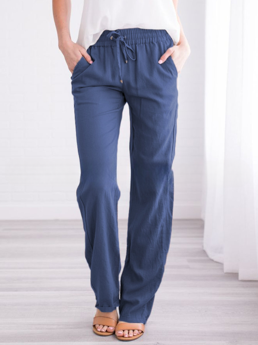 Sienna Linen Relaxed Fit Lounge Pants | Elastic Waist Drawstring Lounge Pants