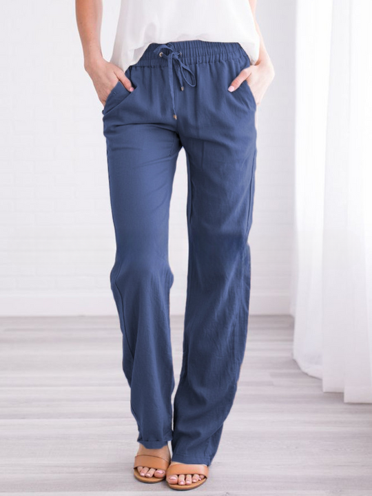 Sienna Linen Relaxed Fit Lounge Pants | Elastic Waist Drawstring Lounge Pants