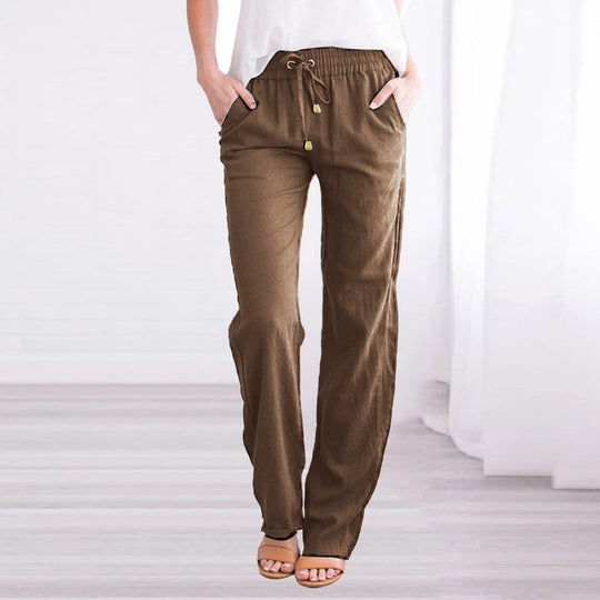 Sienna Linen Relaxed Fit Lounge Pants | Elastic Waist Drawstring Lounge Pants