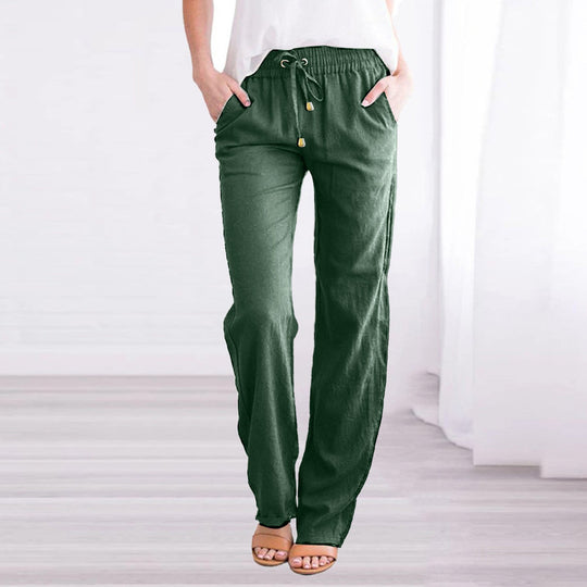 Sienna Linen Relaxed Fit Lounge Pants | Elastic Waist Drawstring Lounge Pants