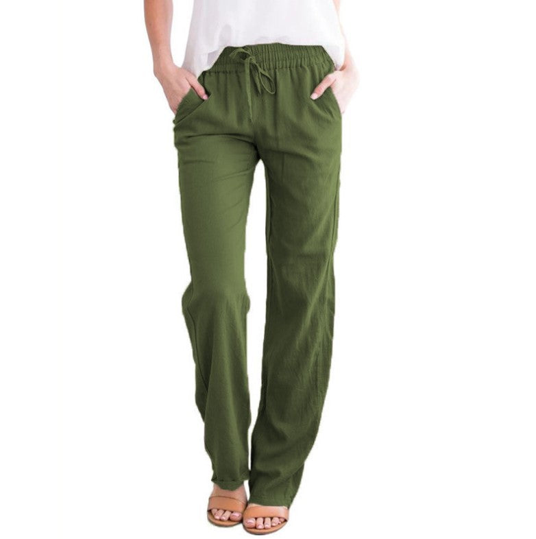 Sienna Linen Relaxed Fit Lounge Pants | Elastic Waist Drawstring Lounge Pants