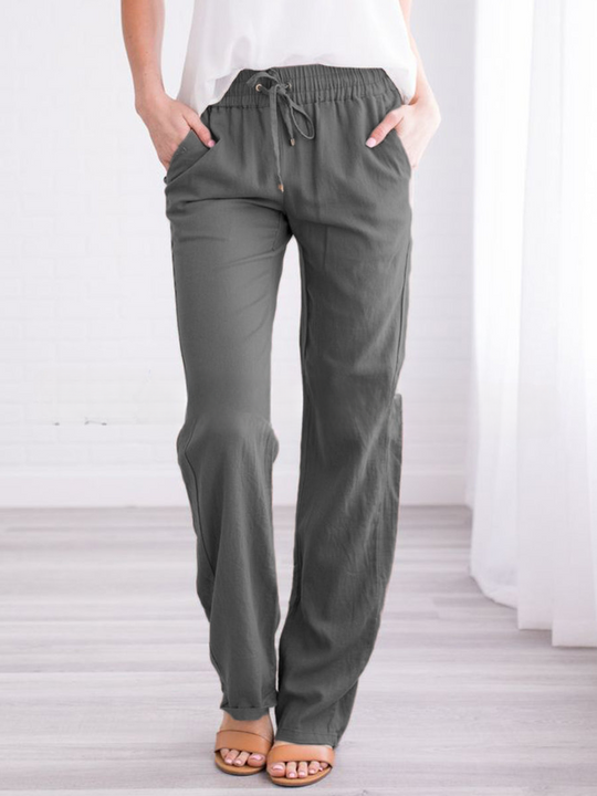 Sienna Linen Relaxed Fit Lounge Pants | Elastic Waist Drawstring Lounge Pants