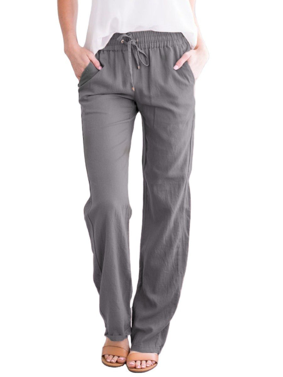 Sienna Linen Relaxed Fit Lounge Pants | Elastic Waist Drawstring Lounge Pants