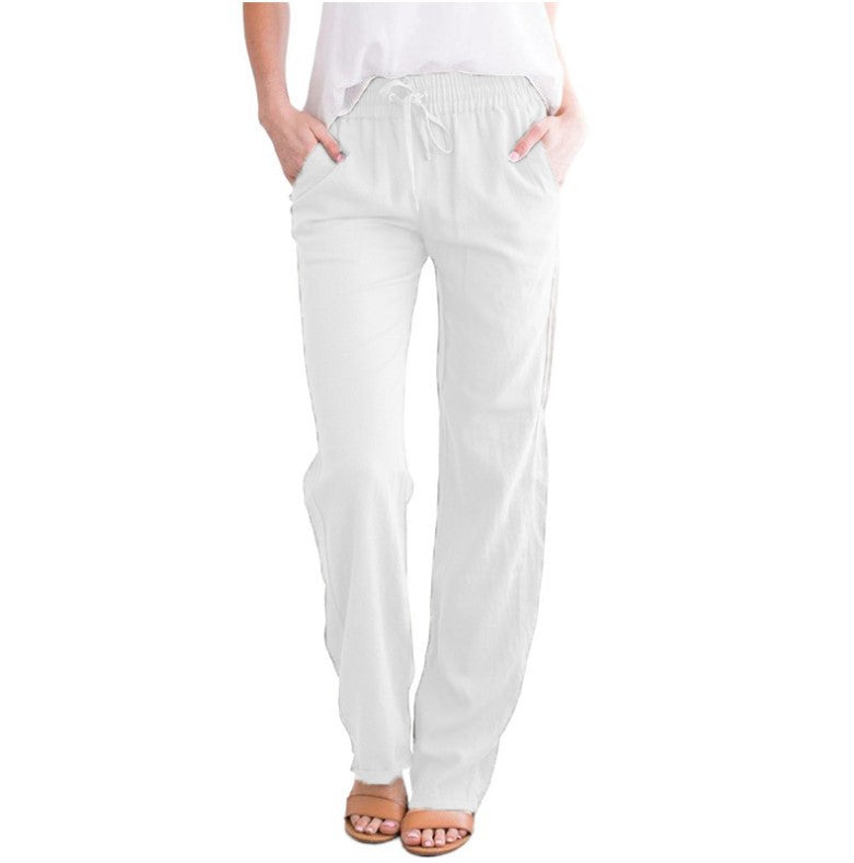 Sienna Linen Relaxed Fit Lounge Pants | Elastic Waist Drawstring Lounge Pants