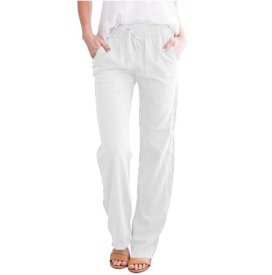 Sienna Linen Relaxed Fit Lounge Pants | Elastic Waist Drawstring Lounge Pants