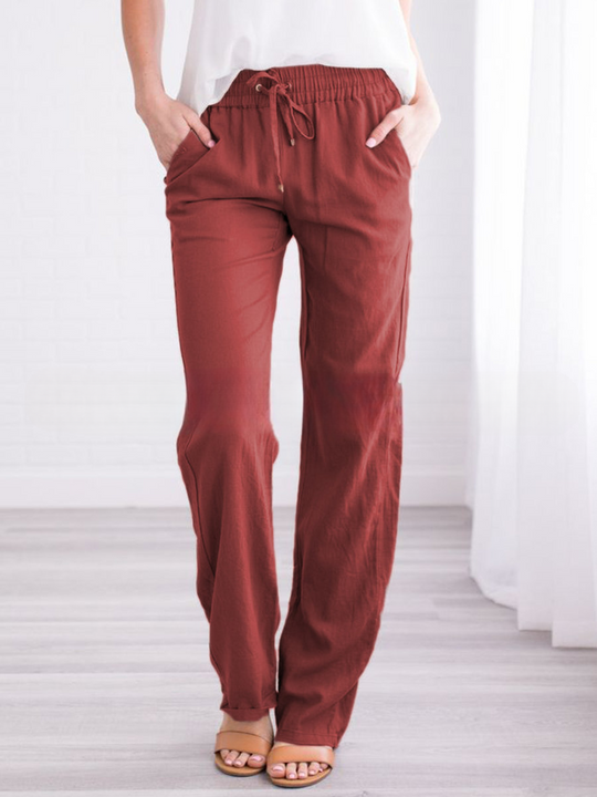 Sienna Linen Relaxed Fit Lounge Pants | Elastic Waist Drawstring Lounge Pants